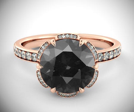 Art Deco Black Diamond Engagement Ring