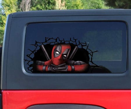 Deadpool 3D Cracked Window Decal 