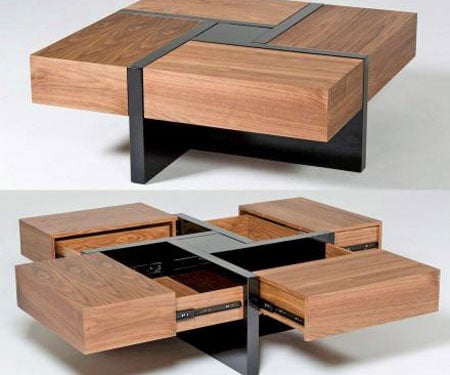 Lipscomb Solid 4-Drawer Storage Coffee Table
